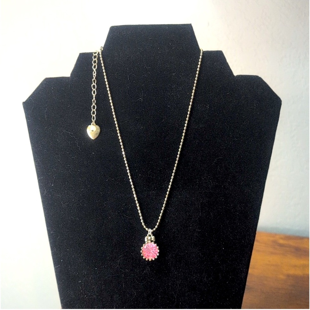 Betsey Johnson Gold with‎ Pink Gemstone Necklace
